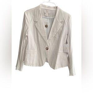 NWT Halston Linen Blazer. White. Size L